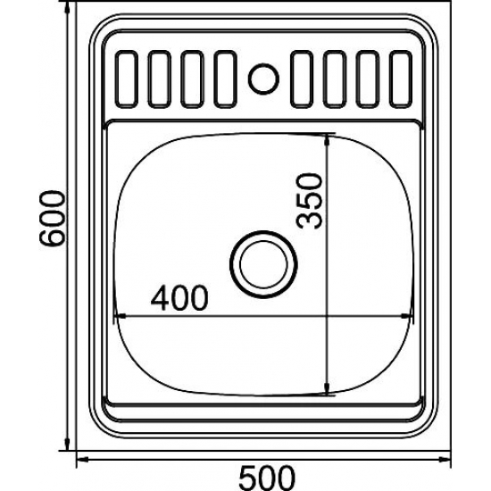 Мойка для кухни MIXLINE 500х600x0,8 мм накладная, нержавеющая сталь