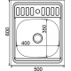 Мойка для кухни MIXLINE 500х600x0,8 мм накладная, нержавеющая сталь
