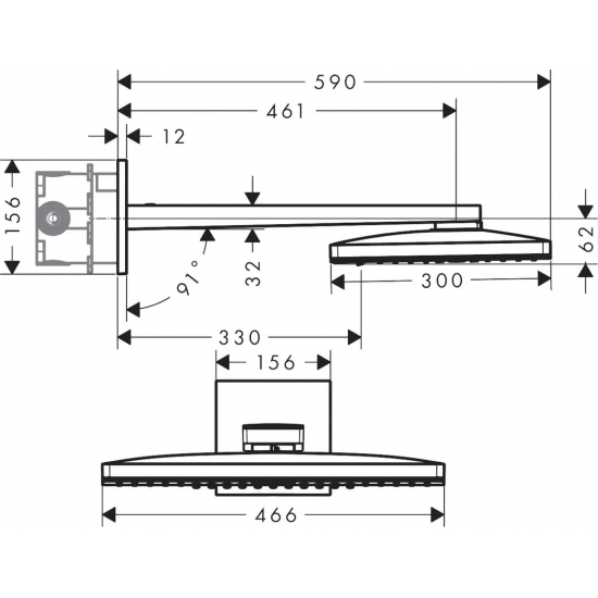 Верхний душ HANSGROHE Rainmaker Select 460 24007400