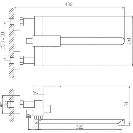Смеситель для ванны HAIBA HB22803-7 чёрный