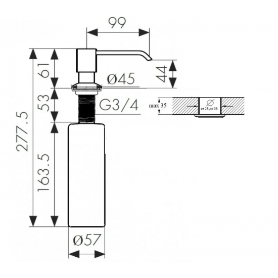 Дозатор для кухонной мойки LEDEME L405F врезной черный 