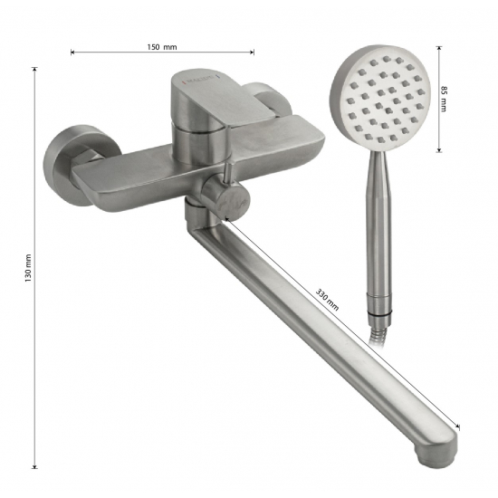 Смеситель для ванны MAGNUS М9441 из нержавеющей стали, сатин