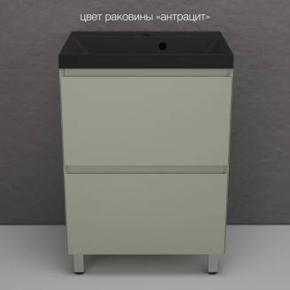 Тумба с раковиной STYLE LINE Манхэттен 60 Plus олива, раковина Asti 60 антрацит