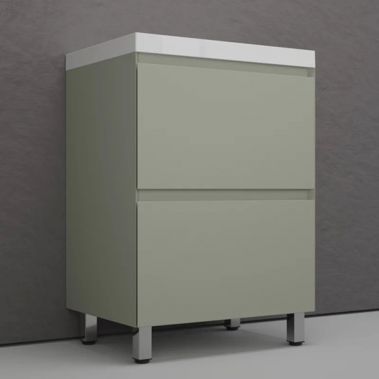Тумба с раковиной STYLE LINE Манхэттен 60 Plus олива, раковина Asti 60 антрацит