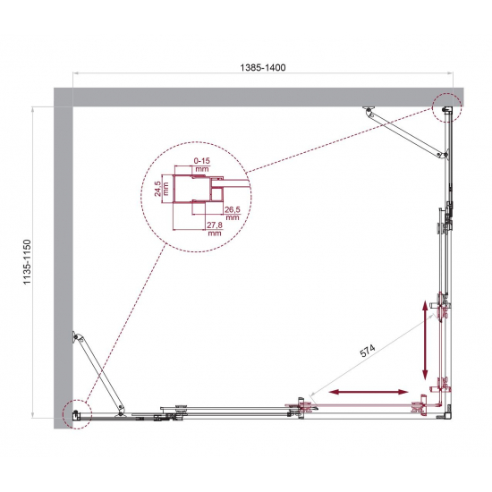 Душевой уголок BelBagno LUCE-AH-22-140/115-C-Cr стекло прозрачное, профиль хром