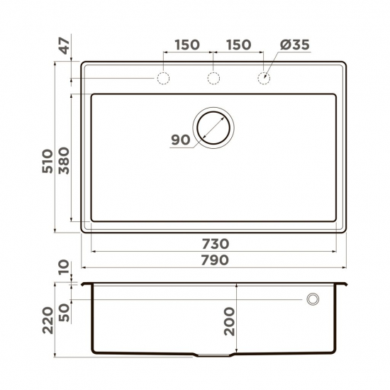 Мойка для кухни OMOIKIRI Tedori 79 790х510 мм, leningrad grey