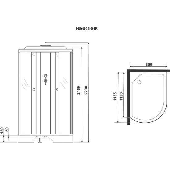 Душевая кабина NIAGARA NG-903-01 R 120x80x220 правая, с сиденьем