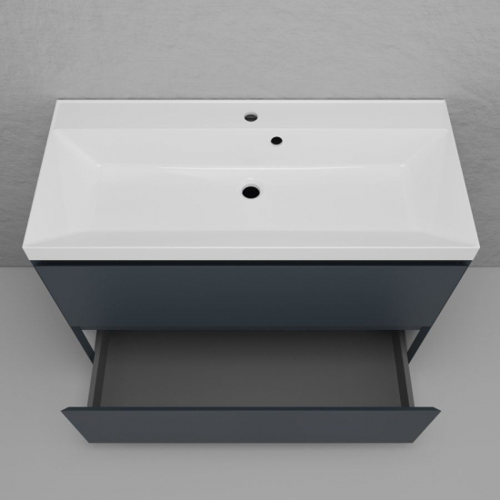 Тумба с раковиной STYLE LINE Манхэттен 100 Plus графит, раковина Asti 100 антрацит