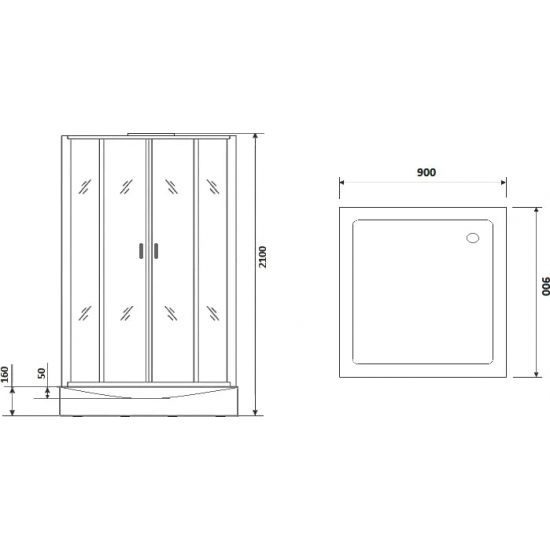 Душевая кабина NIAGARA Premium NG-6901-01GQ BLACK 90x90x210 чёрная, с низким поддоном