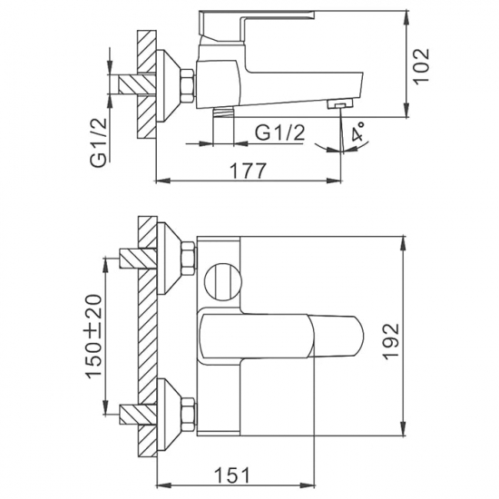 Смеситель для ванны FRAP H73 F3273 хром