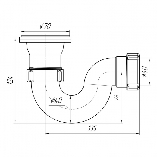 Сифон для душевого поддона АНИ-ПЛАСТ 1 1/2"*40 E110