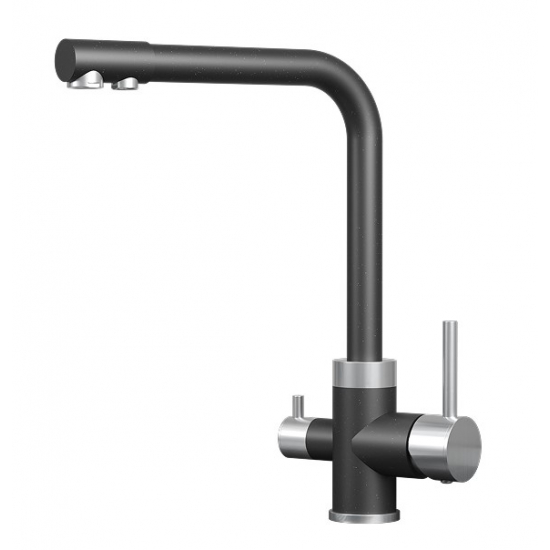 Смеситель для кухни GRANULA 5015 с краном для питьевой воды, шварц