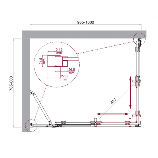 Душевой уголок BelBagno LUCE-AH-21-100/80-C-Cr стекло прозрачное, профиль хром