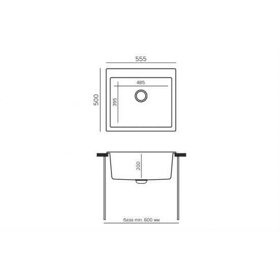 Мойка для кухни TOLERO Classic R-111 555х500 мм кварцевая, уголь