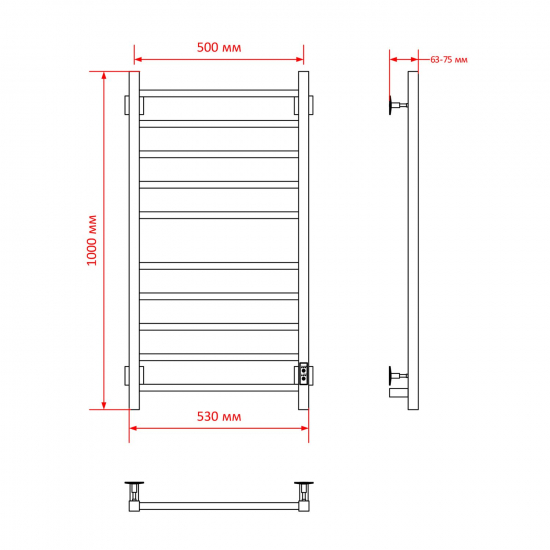 Полотенцесушитель электрический MIXLINE Fortune 100x50 555 Вт, белый