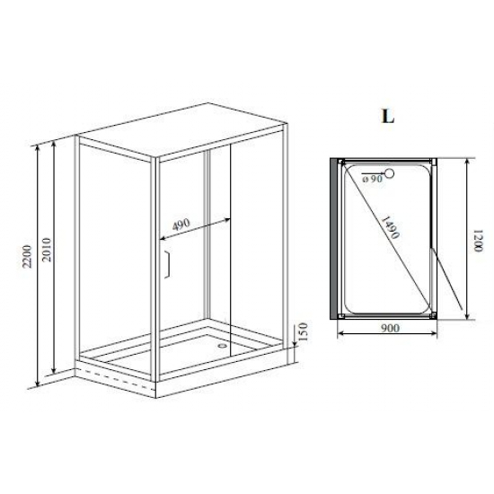 Душевая кабина TIMO Premium PURO H-510 L 120x90x220  дверь с лева