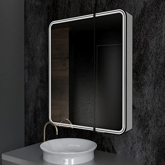 Зеркало-шкаф MIXLINE Адриана 70x80 с подсветкой, сенсорный выключатель левый
