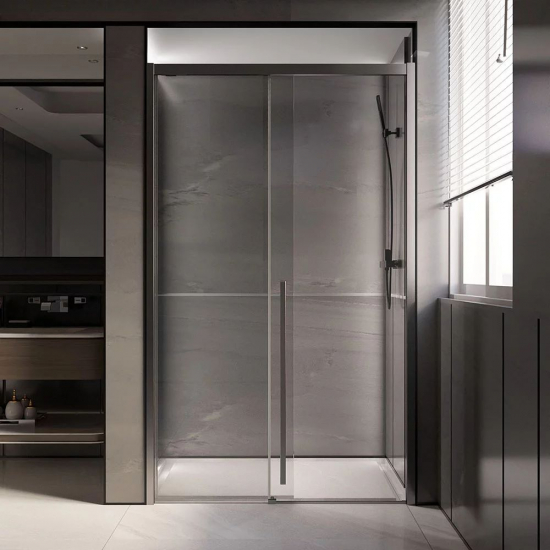 Душевая дверь в нишу VECONI Premium Trento PTD-30GR 130x200 стекло прозрачное, профиль графит