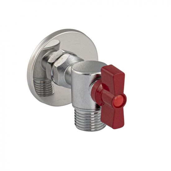 Кран шаровый мини MAGNUS 1/2"x1/2" ш-ш угловой под ключ, нержавеющая сталь SUS304 M9268-K красный