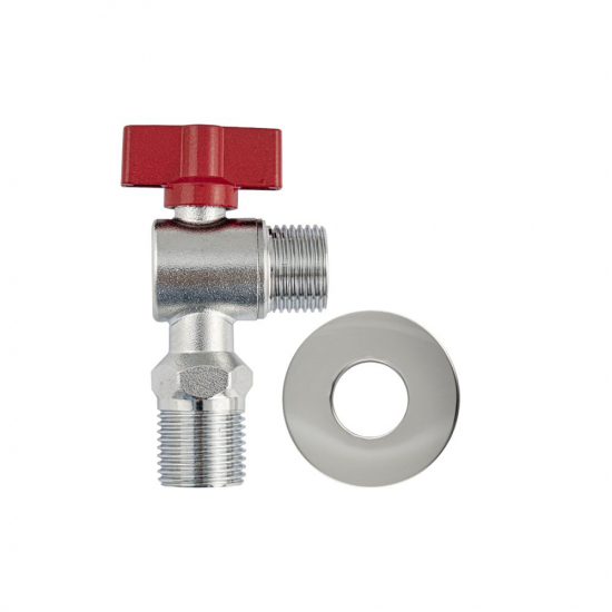 Кран шаровый мини MAGNUS 1/2"x1/2" ш-ш угловой под ключ, нержавеющая сталь SUS304 M9268-K красный