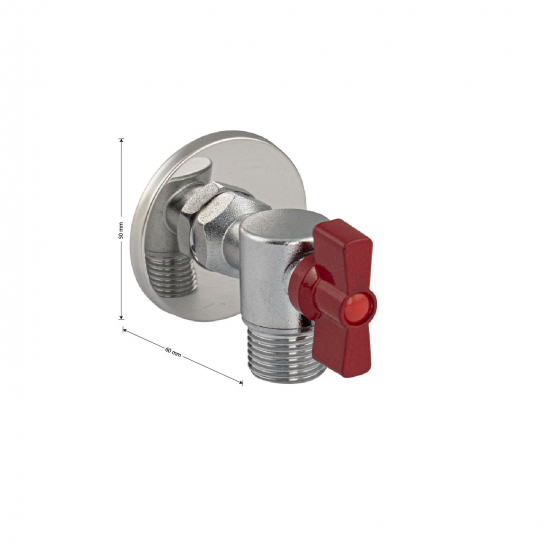 Кран шаровый мини MAGNUS 1/2"x1/2" ш-ш угловой под ключ, нержавеющая сталь SUS304 M9268-K красный