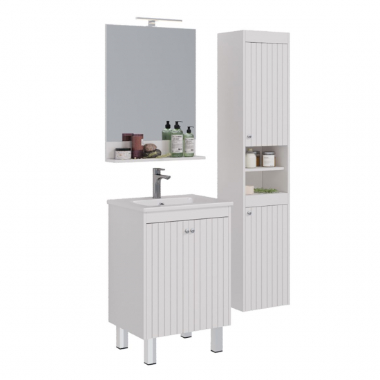 Зеркало LEMARK Romance 600x800 белый глянец, с полкой