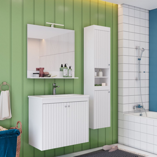 Зеркало LEMARK Romance 600x800 белый глянец, с полкой