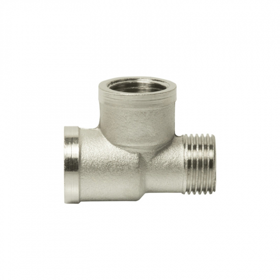 Тройник резьбовой VRT 1/2" x 1/2" x 1/2" вн.-вн.-нар. 15 мм, никель