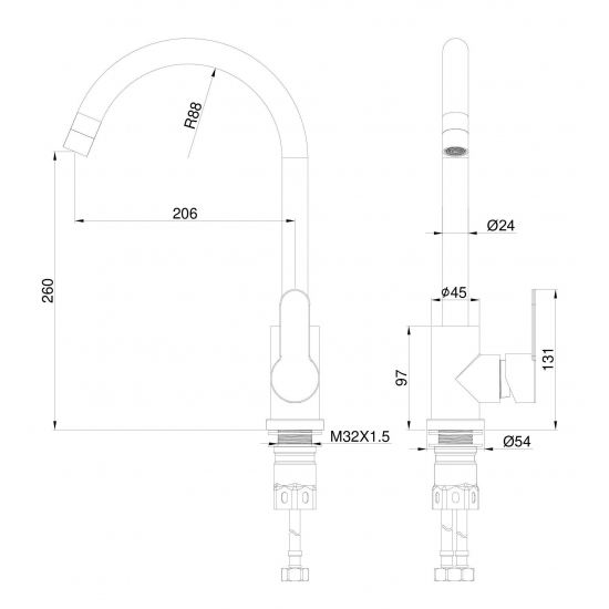 Смеситель для кухни WONZON & WOGHAND WW-AE4554-MW, белый матовый