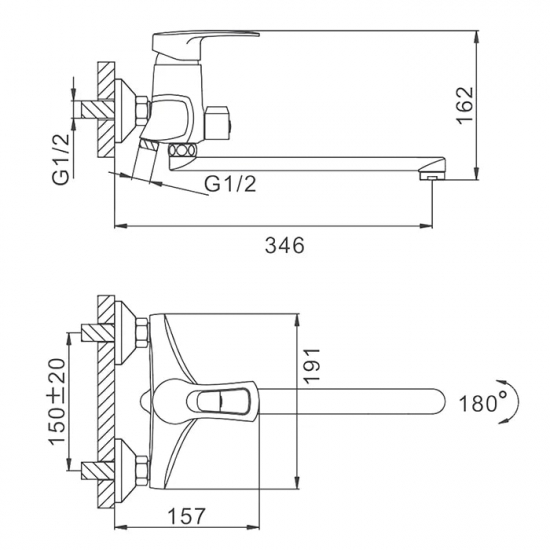 Смеситель для ванны FRAP H66 F2266 хром