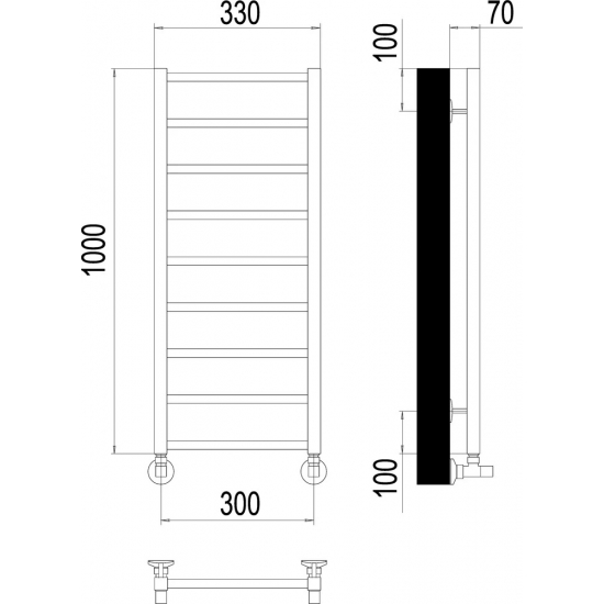 Полотенцесушитель водяной TERMINUS Контур П9 300x1000