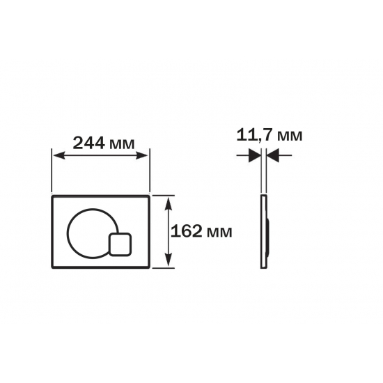 Кнопка для инсталляции AQUATEK KDI-0000070 (QC-1) оружейная сталь, клавиши круг/квадрат