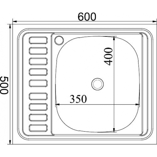 Мойка для кухни MIXLINE 600х500x0,6 мм накладная правая, нержавеющая сталь