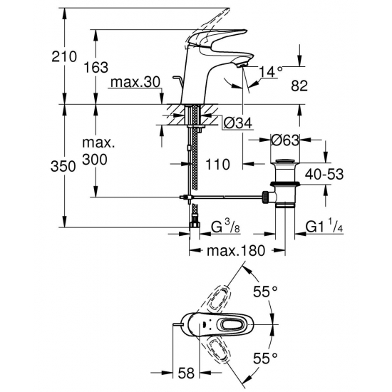 Смеситель для раковины GROHE Eurostyle New 33558LS3 белый