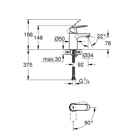 Смеситель для раковины GROHE Eurosmart Cosmopolitan 2337600E хром