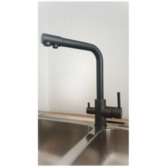 Смеситель для кухни с подключением к фильтру с питьевой водой LEDEME 4055U-3 темно-серый