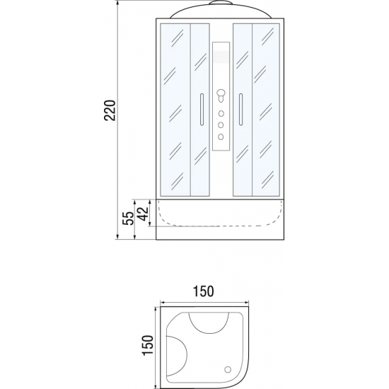 Душевой бокс RIVER Temza 150/150/55 МТ
