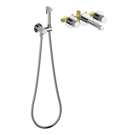 Смеситель для раковины TIMO Saona 2383/00SM с гигиеническим душем, С ВНУТРЕННЕЙ ЧАСТЬЮ хром