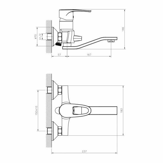 Смеситель для ванны DECOROOM DR70044