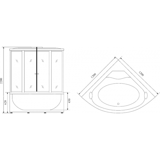 Душевой бокс TIMO Standart T-1125 120x120x220