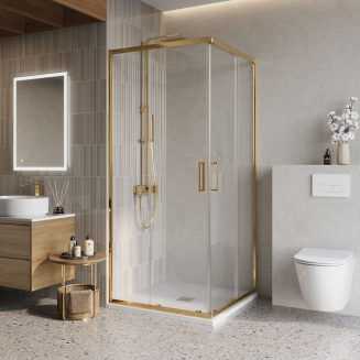 Душевой уголок BelBagno LUCE-A-2-90-C-ORO стекло прозрачное, профиль золото