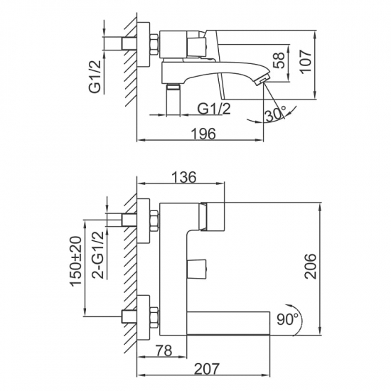 Смеситель для ванны FRAP H76 F3276 хром