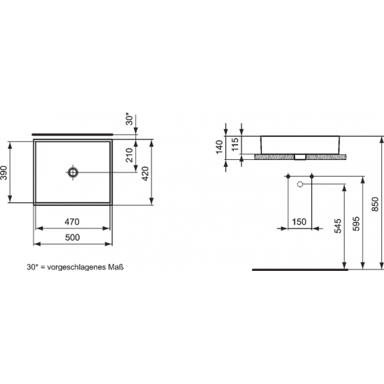 Раковина накладная IDEAL STANDARD Strada 50 см K077601