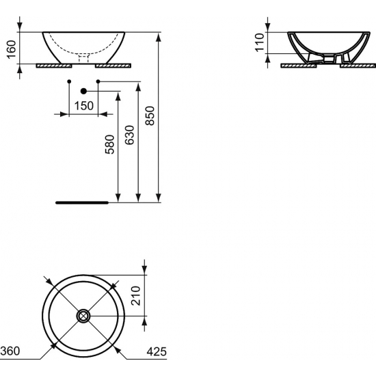 Раковина накладная IDEAL STANDARD Strada 42,5 см K078301