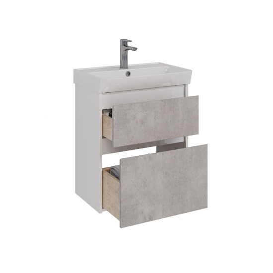 Тумба для комплекта LEMARK Combi 60, 2 ящика, бетон, под раковину Neon 60