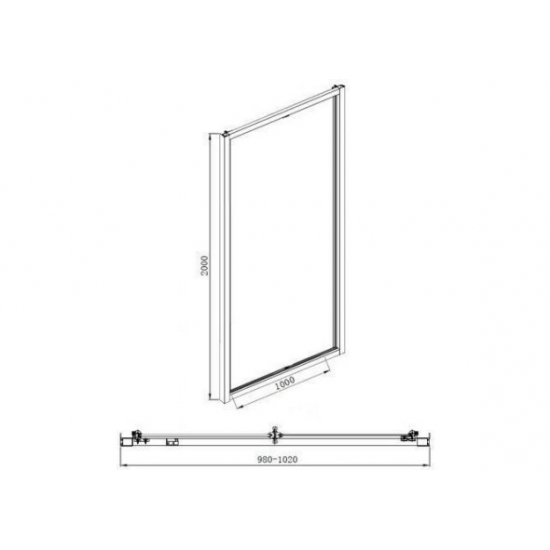 Душевая дверь в нишу AQUANET Alfa NAA6422 100x200 стекло прозрачное, профиль хром