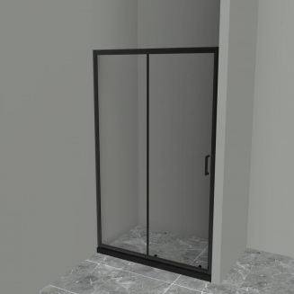 Душевая дверь в нишу BelBagno UNO-195-BF-1-110-C-NERO стекло прозрачное, профиль чёрный