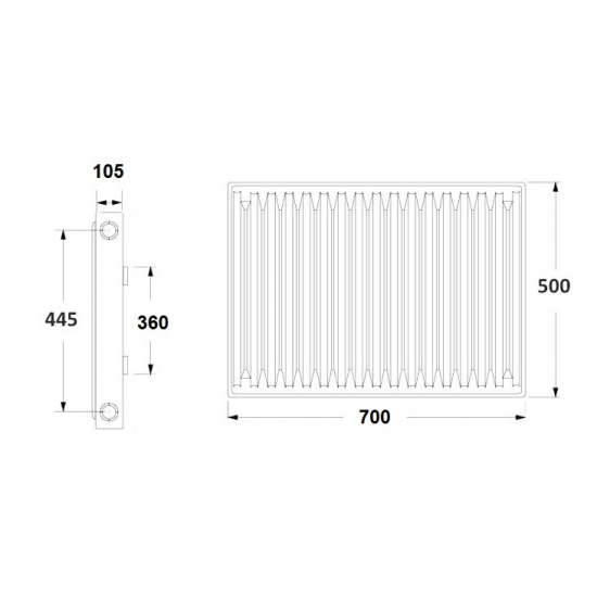 Радиатор панельный стальной OASIS тип 22  500/700 1595 Вт