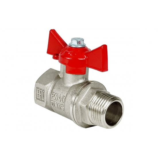 Кран шаровый вода VALFEX 218 1/2" г-ш бабочка, никель 11Б27фт1М