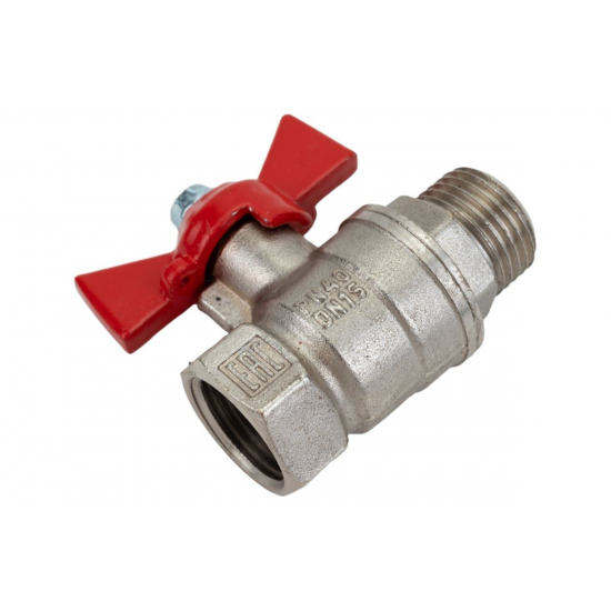 Кран шаровый вода VALFEX 218 1/2" г-ш бабочка, никель 11Б27фт1М